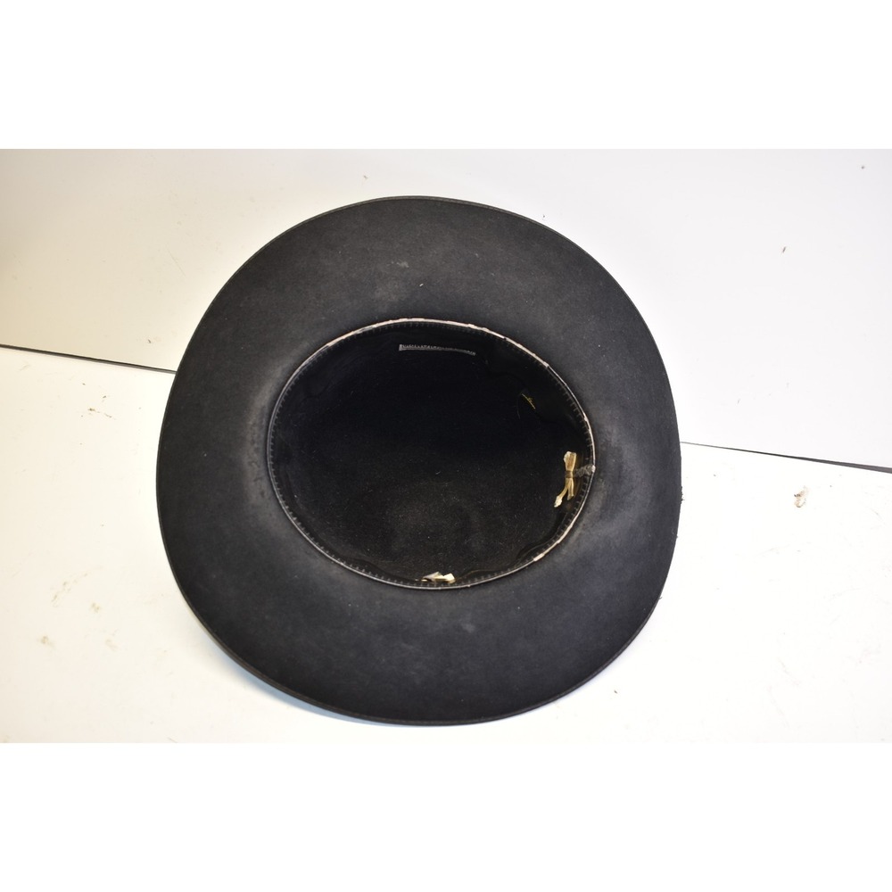 Borsalino Borsa 318B Felt Fedora Hat Black Mens Size 7 Wide Brim Ribbon Band - Picture 3 of 6